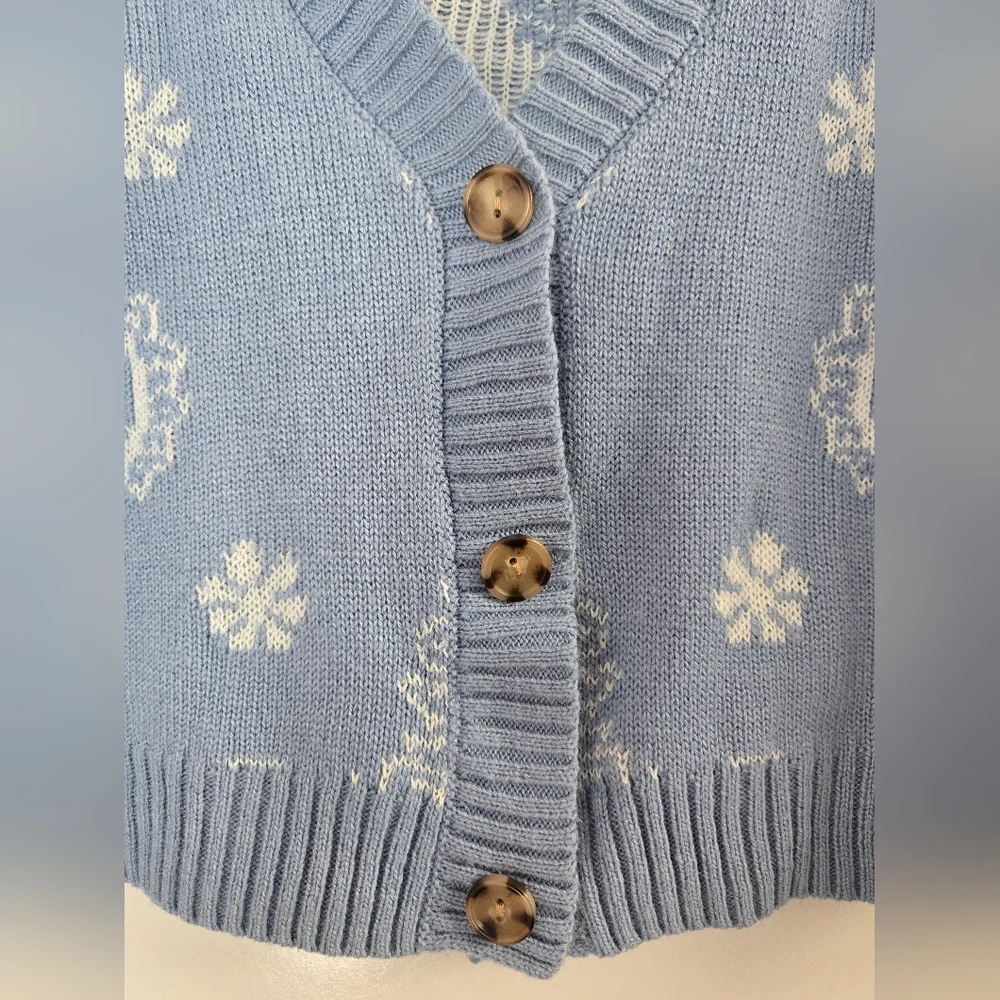 Stitch & Pine Paisley Print Crop 3-Button Sweater Cardigan Sz Small - Picture 3 of 7